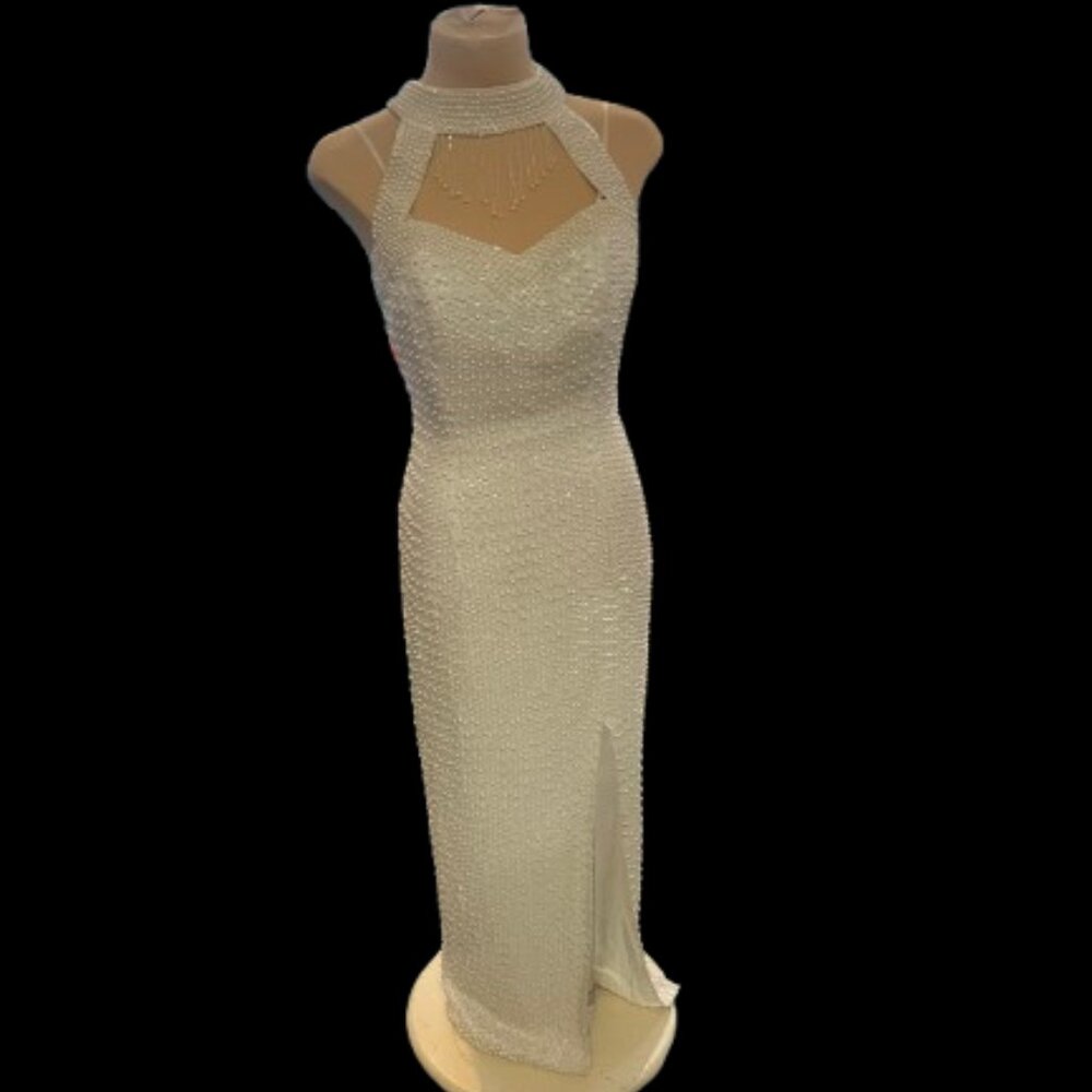Vintage 1996 White Beaded Prom Dress